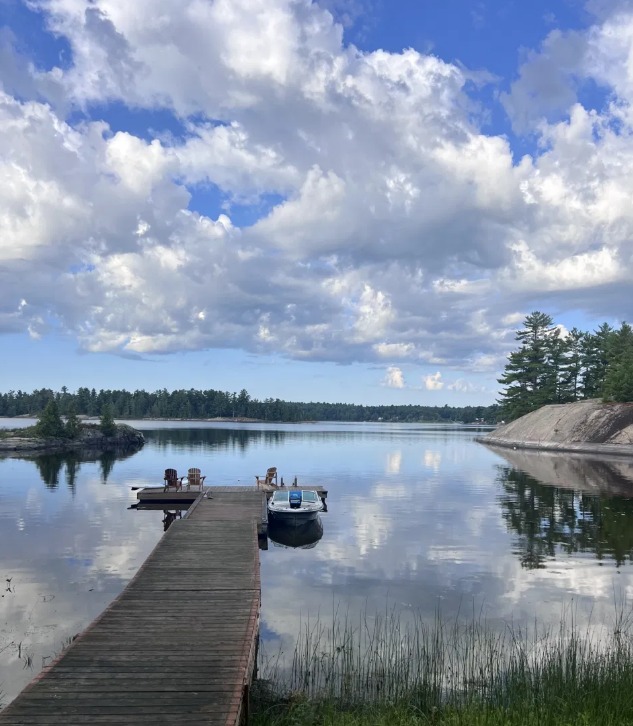 Dock and boat on 18 Mile Bay