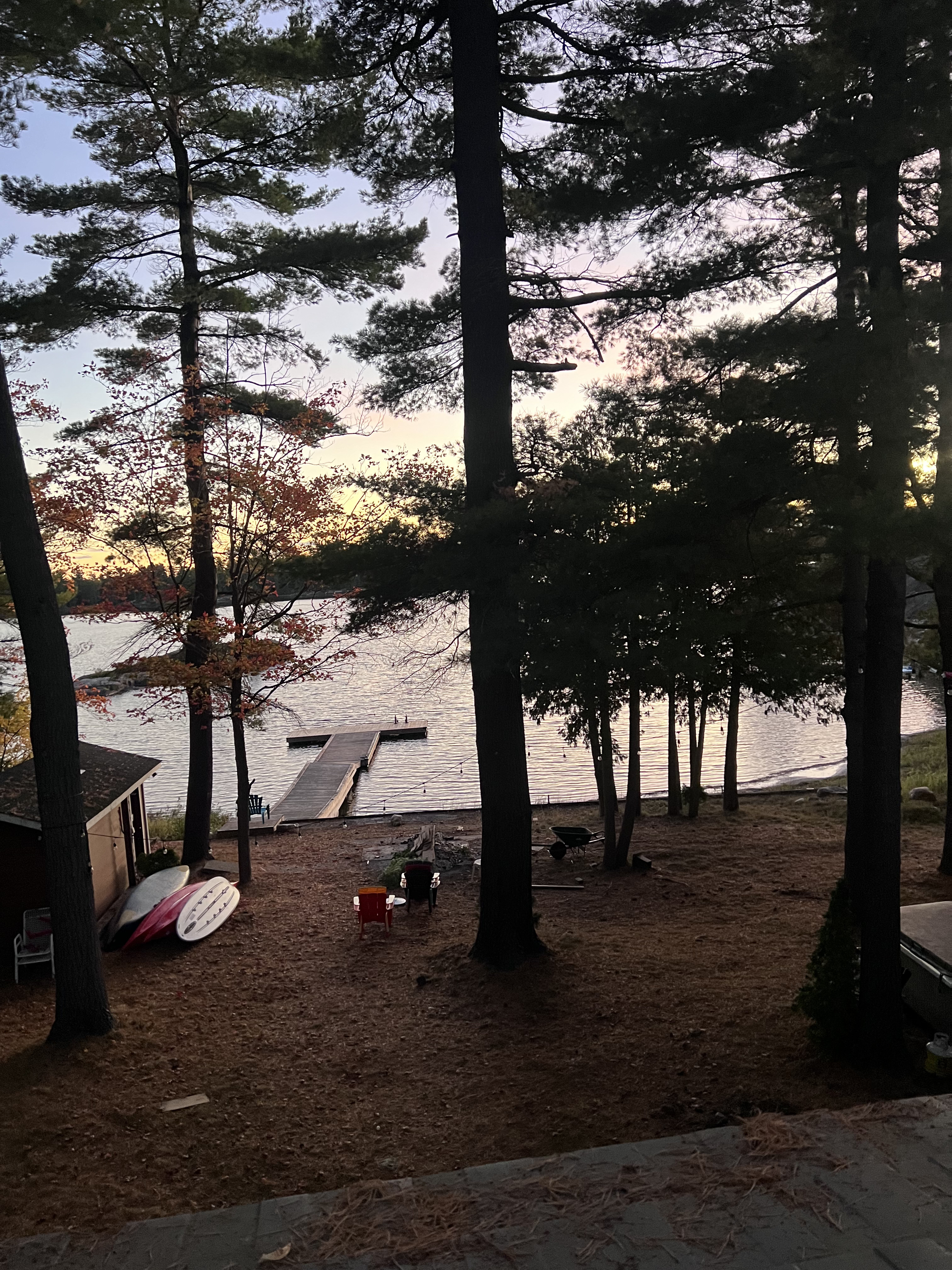 Elevated view of the property and waterfront